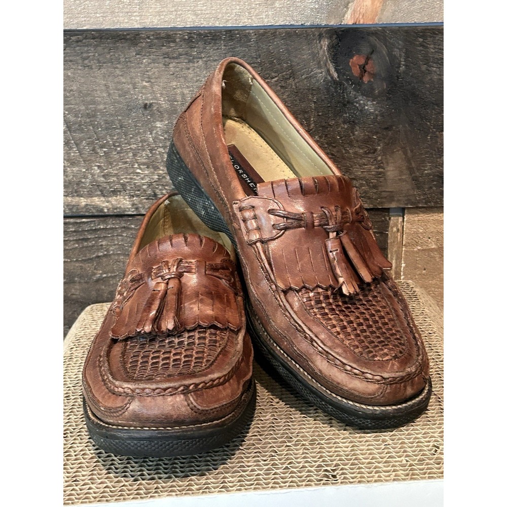 Florsheim 18096 Leather‎ Chestnut Basketweave Tassel Loafer Brazil  Sz 9.5